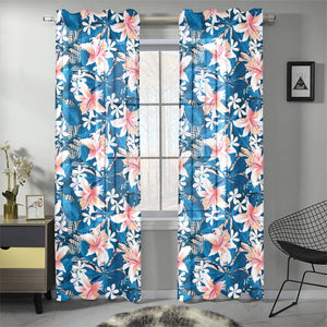 Hibiscus Pattern Print Design 02 Gauze Curtain