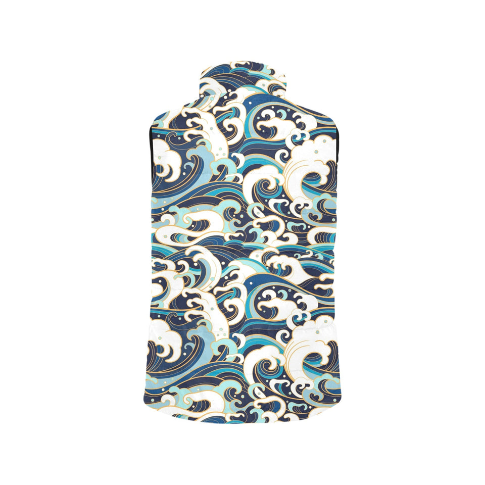 Japanese wave pattern Men's Padded Vest