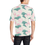 Pink lotus waterlily leaves pattern Men's All Over Print Polo Shirt