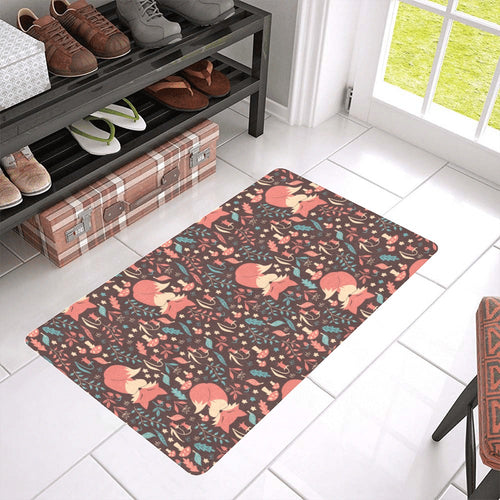 fox leaves mushroom pattern Doormat