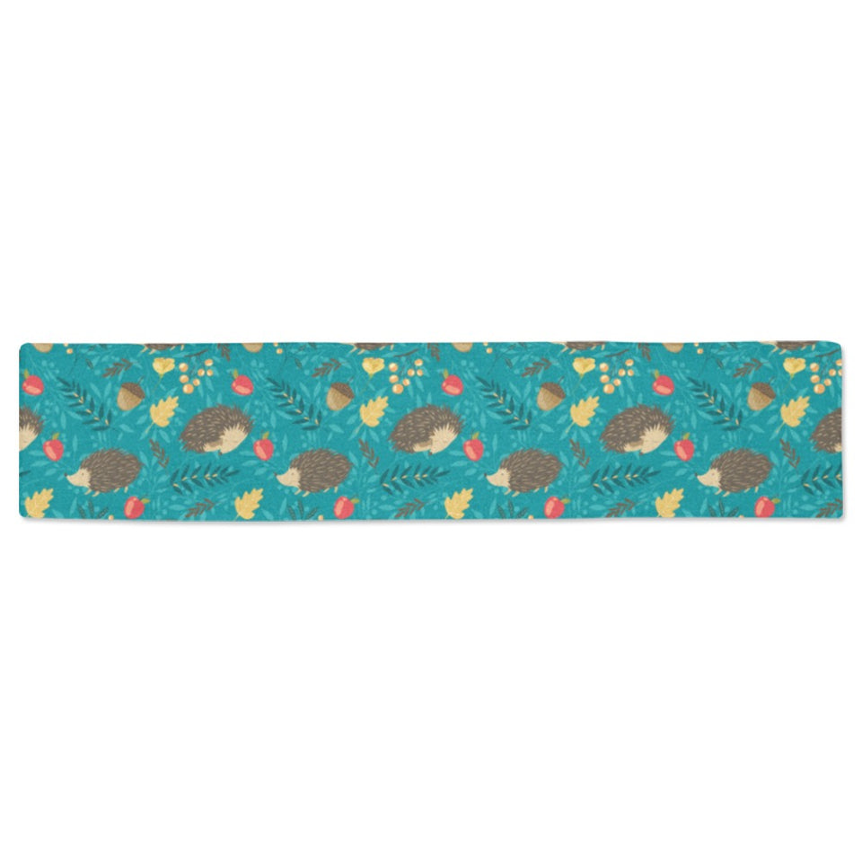 Hedgehog Pattern Print Design 01 Table Runner