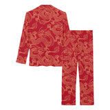 Gold dragons red background Women's Long Pajama Set