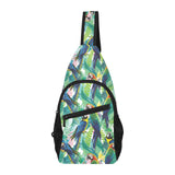 Colorful parrot exotic flower leaves All Over Print Chest Bag