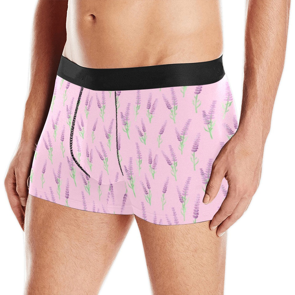 Lavender pattern pink background Men's All Over Print Boxer Briefs Men's Underwear