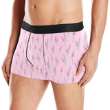 Lavender pattern pink background Men's All Over Print Boxer Briefs Men's Underwear