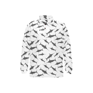 Swordfish Pattern Print Design 04 Men's Long Sleeve Polo Shirt