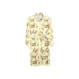 Windmill Wheat pattern Men's Long Sleeve Belted Night Robe