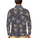 Gold ginkgo leaves Men's Long Sleeve Polo Shirt