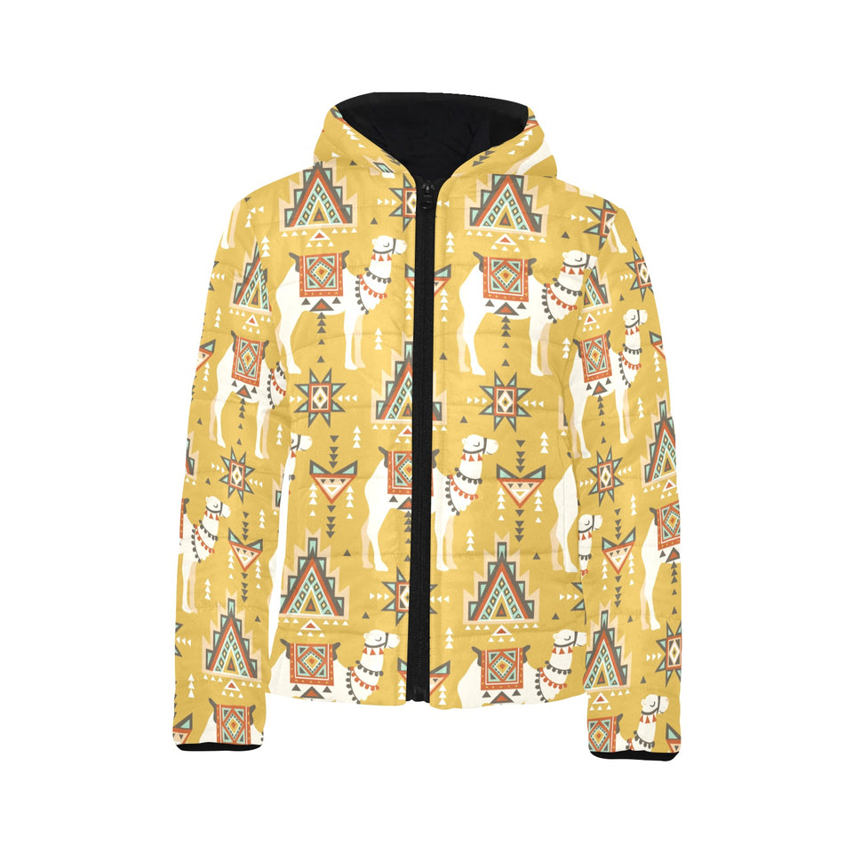 Camels ethnic motif pattern Kids' Boys' Girls' Padded Hooded Jacket