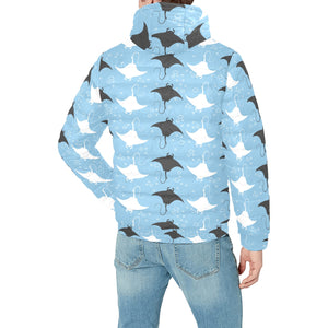 Stingray Pattern Print Design 03 Men's Padded Hooded Jacket
