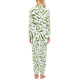 Hand drawn sketch style green Chili peppers patter Women's All Over Print Pajama Set