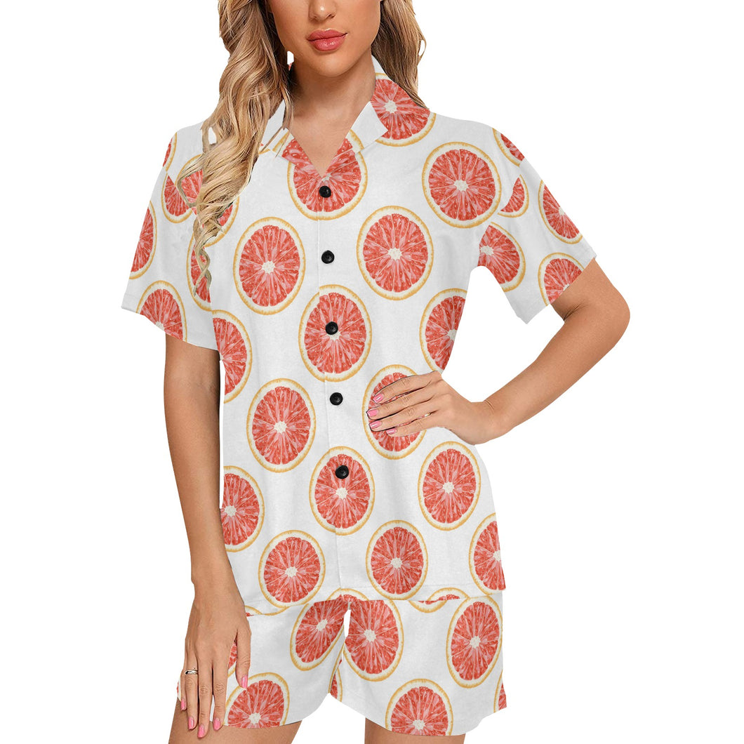 Grapefruit pattern Women's V-Neck Short Pajama Set
