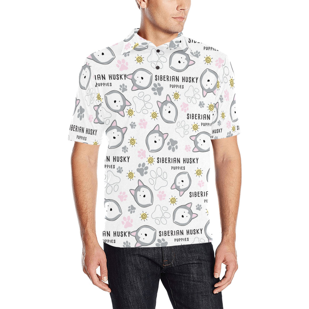 Siberian Husky design pattern Men's All Over Print Polo Shirt