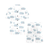 cute rhino heart pattern Men's V-Neck Short Pajama Set
