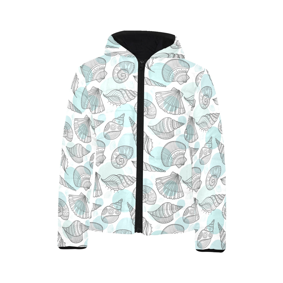 Shell polynesian tribal Kids' Boys' Girls' Padded Hooded Jacket