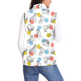 Siberian husky and colorful circle pattern Women's Padded Vest