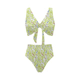 Tennis Pattern Print Design 01 Chest Bowknot High Waisted Bikini Swimsuit
