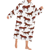 Horses running pattern background Blanket Robe with Sleeves