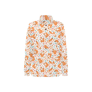 Squirrel Pattern Print Design 05 Women's Long Sleeve Polo Shirt