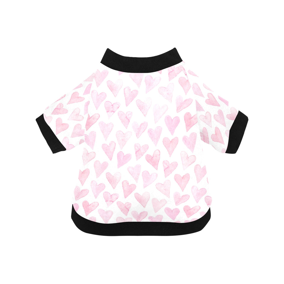 Watercolor pink heart pattern All Over Print Pet Dog Round Neck Fuzzy Shirt