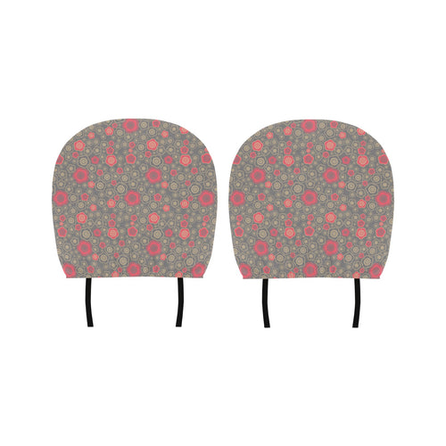 Red gold Sakura cherry blossom gray background Car Headrest Cover