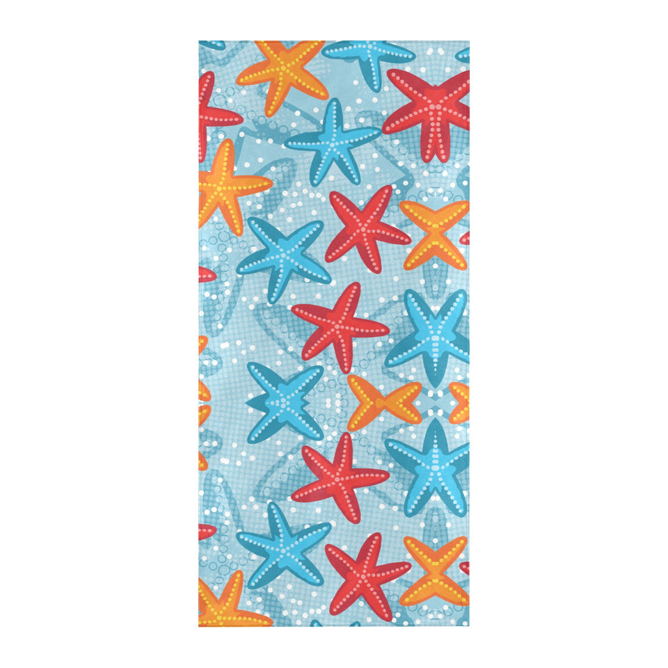 Blue red orange starfish pattern Beach Towel