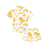 French fries white paper box pattern Kids' Boys' Girls' V-Neck Short Pajama Set