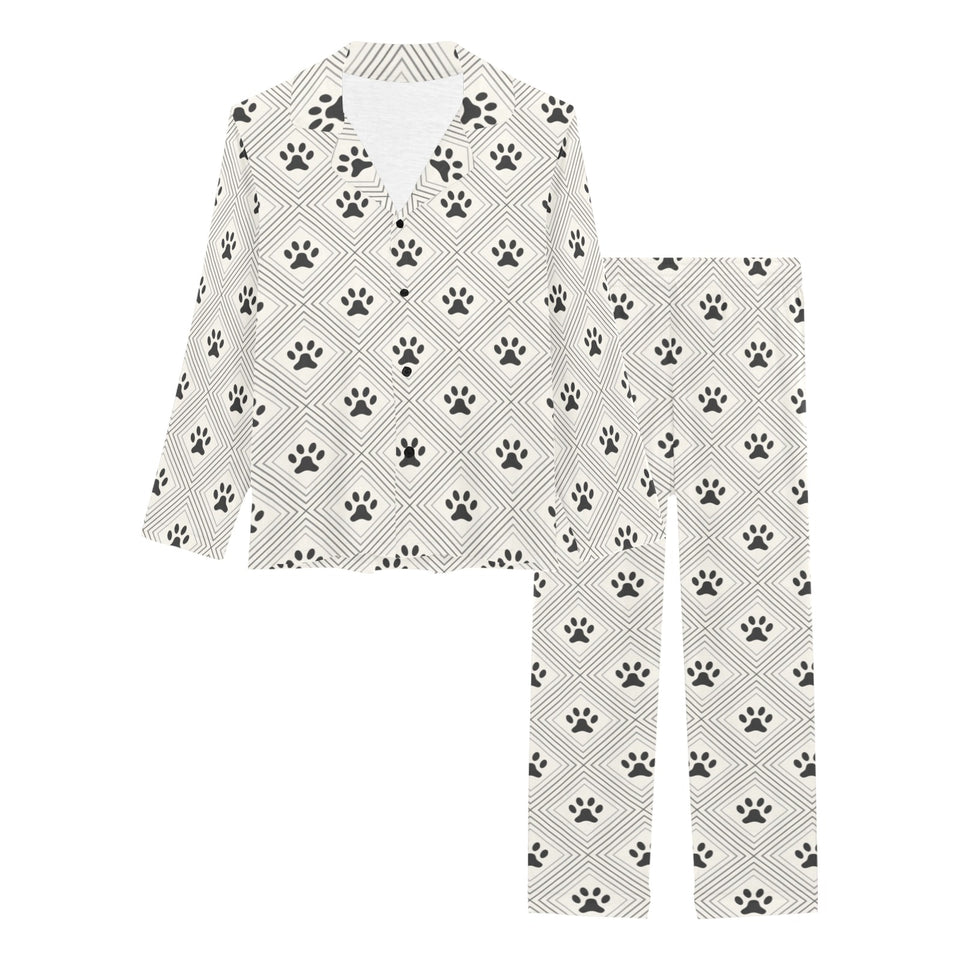 Dog Paws Pattern Print Design 03 Women's Long Pajama Set