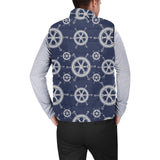 nautical steering wheel design pattern Men's Padded Vest