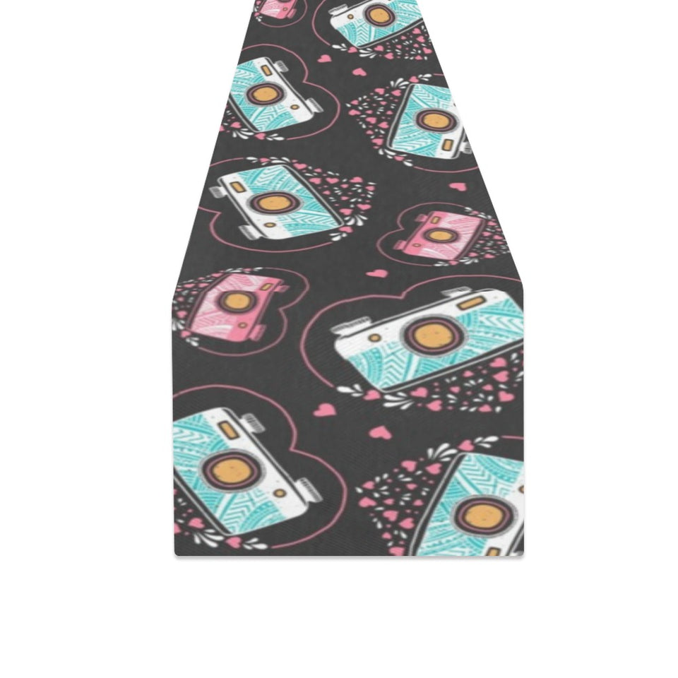 Camera Pattern Print Design 04 Table Runner