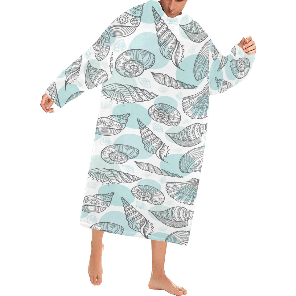 Shell polynesian tribal Blanket Robe with Sleeves