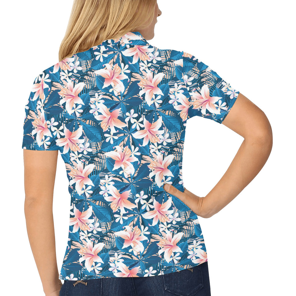 Hibiscus Pattern Print Design 02 Women's All Over Print Polo Shirt