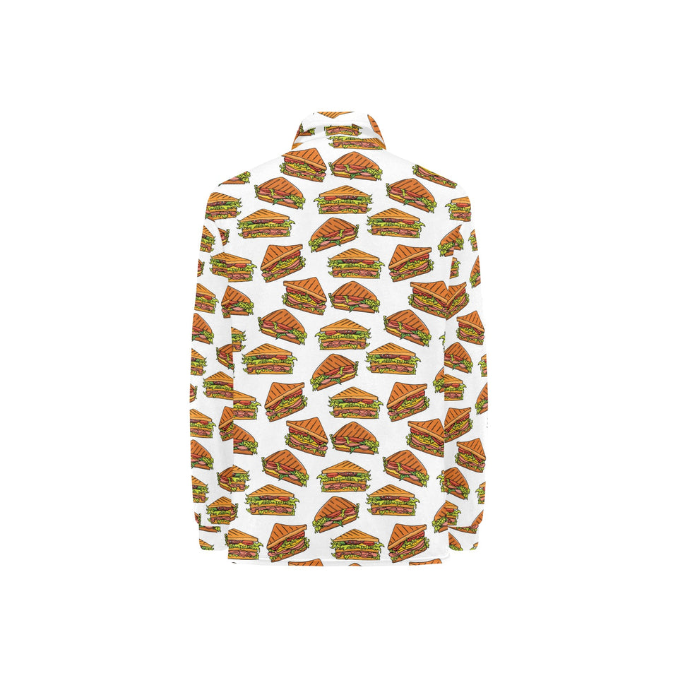 Sandwich Pattern Print Design 02 Women's Long Sleeve Polo Shirt