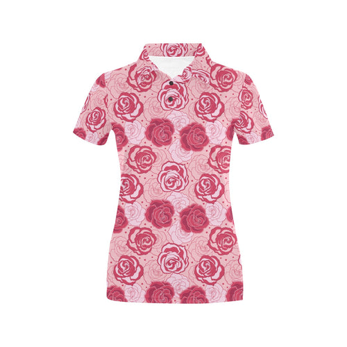 Rose Pattern Print Design 02 Women's All Over Print Polo Shirt