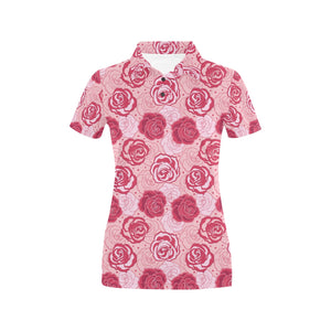Rose Pattern Print Design 02 Women's All Over Print Polo Shirt