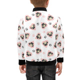 Cute pugs pink heart paw pattern Kids' Boys' Girls' Bomber Jacket