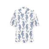 Seahorse pattern background Women's All Over Print Hawaiian Shirt