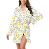 Tennis Pattern Print Design 02 Women's Long Sleeve Belted Night Robe