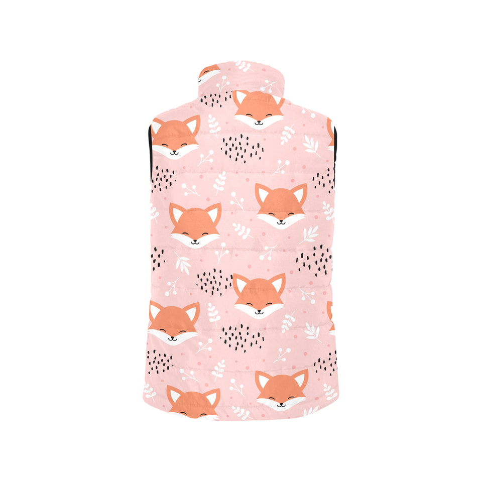 Cute fox pattern pink background Women's Padded Vest