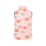 Cute fox pattern pink background Women's Padded Vest