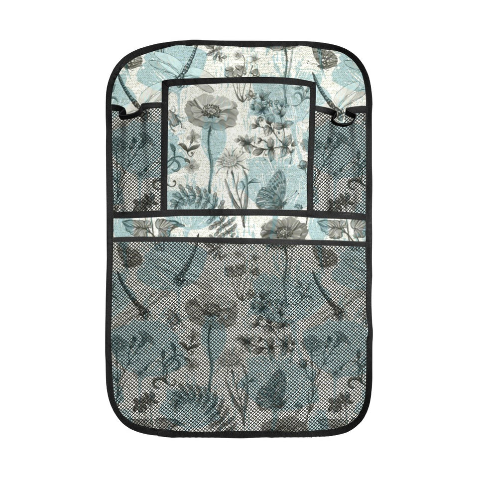 Dragonfly Butterfly Plants insect flower vintage s Car Seat Back Organizer