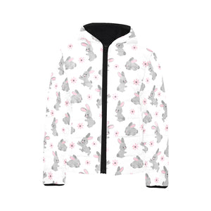 Watercolor cute rabbit pattern Kids' Boys' Girls' Padded Hooded Jacket