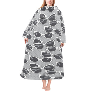 Sun Glasses Pattern Print Design 04 Blanket Robe with Sleeves