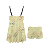 Camera Pattern Print Design 01 Chest Sexy Pleated Two Piece Swim Dress