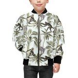 Monkey sloth lemur palm trees pattern Kids' Boys' Girls' Bomber Jacket