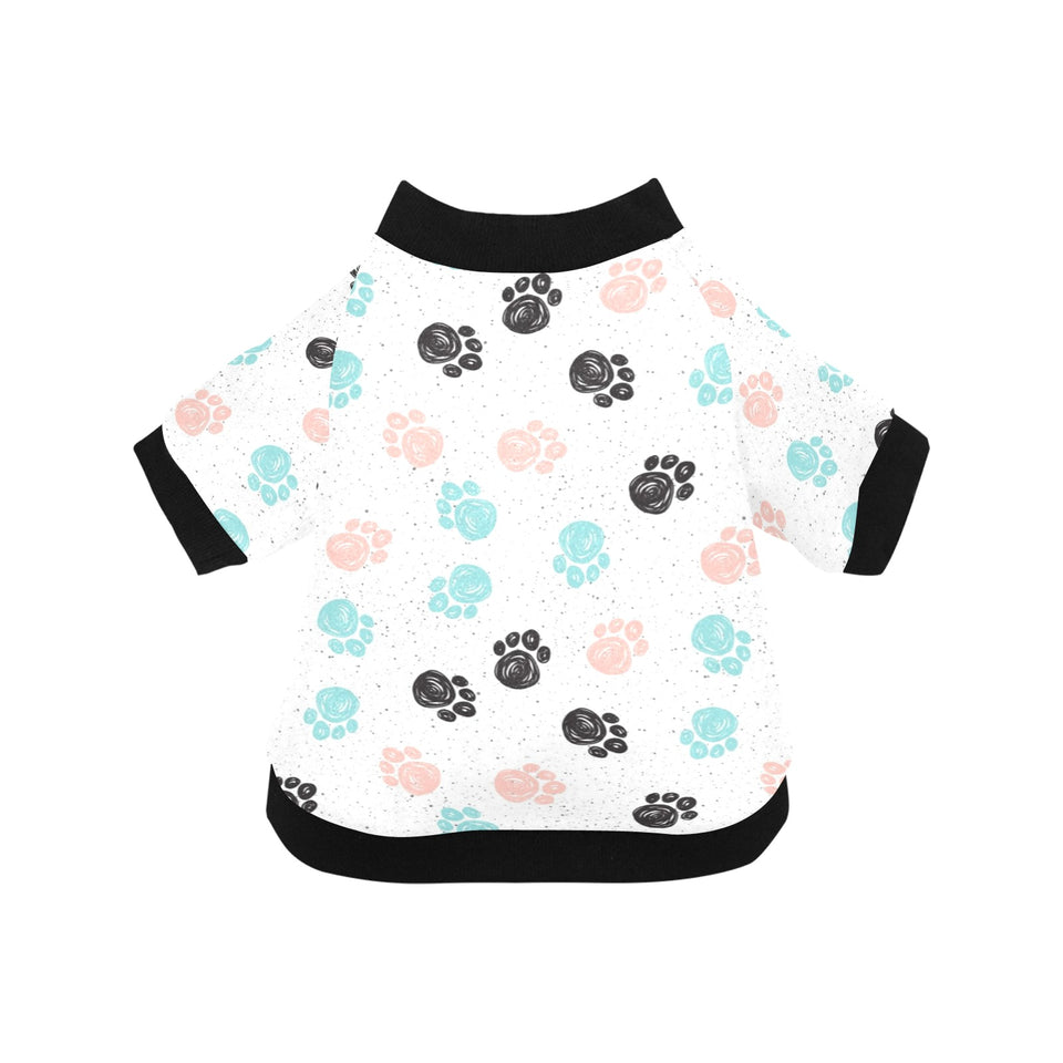 Dog Paws Pattern Print Design 04 All Over Print Pet Dog Round Neck Fuzzy Shirt