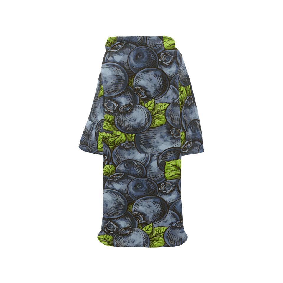 blueberry pattern Blanket Robe with Sleeves