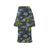 blueberry pattern Blanket Robe with Sleeves