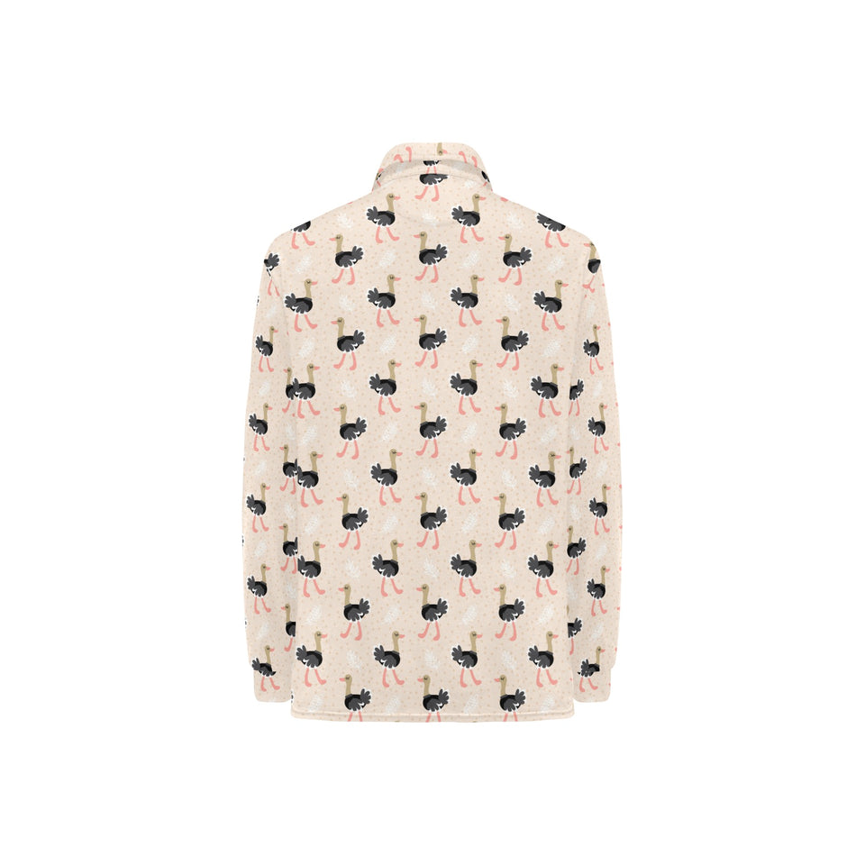 Ostrich Pattern Print Design 05 Women's Long Sleeve Polo Shirt