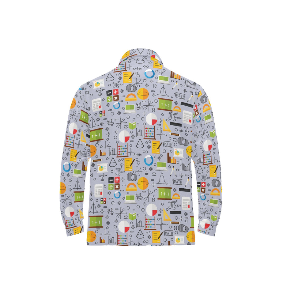Math Pattern Print Design 04 Men's Long Sleeve Polo Shirt